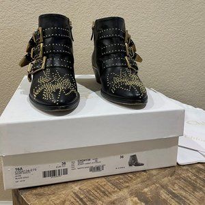 Chloe Black & Gold Susanna Boots